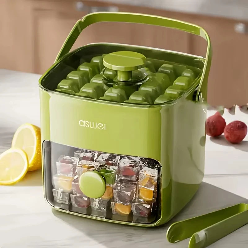 Large 48-grid Ice Cube Machine with Easy-to-slip Double-layer Design Portable Easy Press Cap Household Ice Storage Tray Ice Box