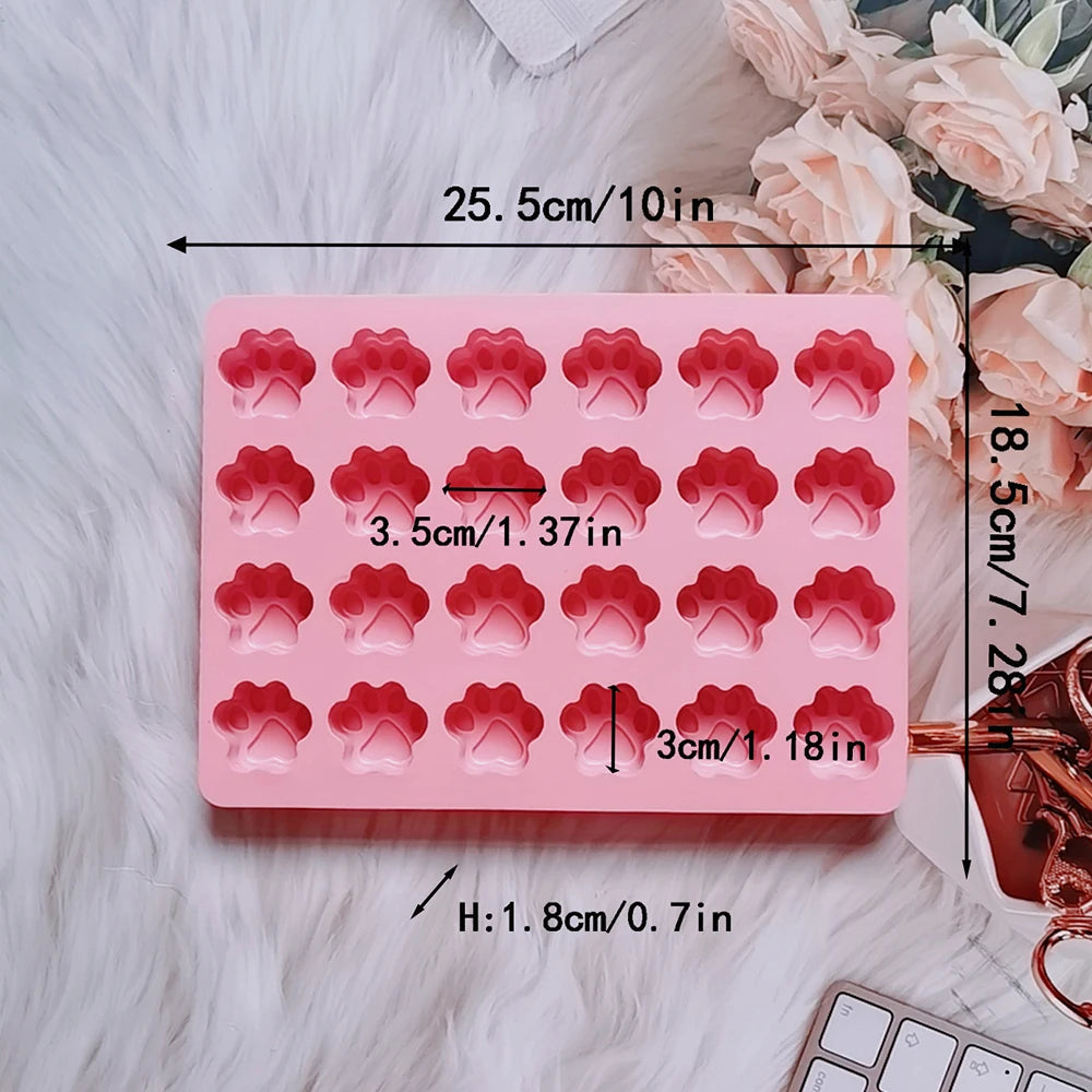 Dog Paw Silicone Mold Cat Animal Foot Print Mould For Soap Candy Chocolate Jelly Pudding Ice Cube Tray Frozen Pet Treats Tools