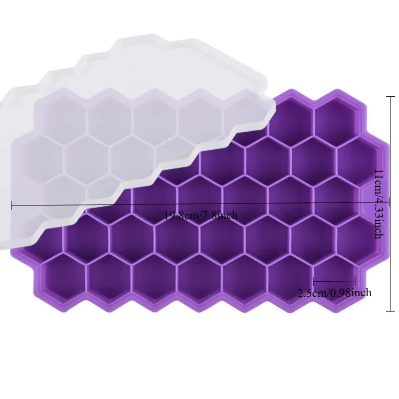 1/2/4PCS Cavity Honeycomb Ice Cube Trays Reusable Silicone Ice Cube Mold BPA Free Ice Maker with Removable Lids