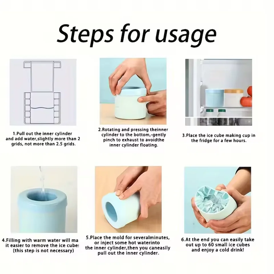 Make Ice cube Mold Ice Bucket Cup Mold Food Grade Quickly Freeze Silicone Ice Maker Creative Design Cylinder Cups Ultra-Durable