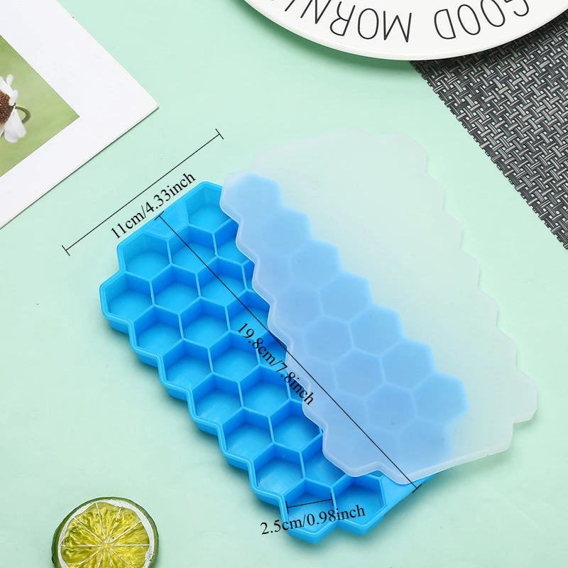 1/2/4PCS Cavity Honeycomb Ice Cube Trays Reusable Silicone Ice Cube Mold BPA Free Ice Maker with Removable Lids