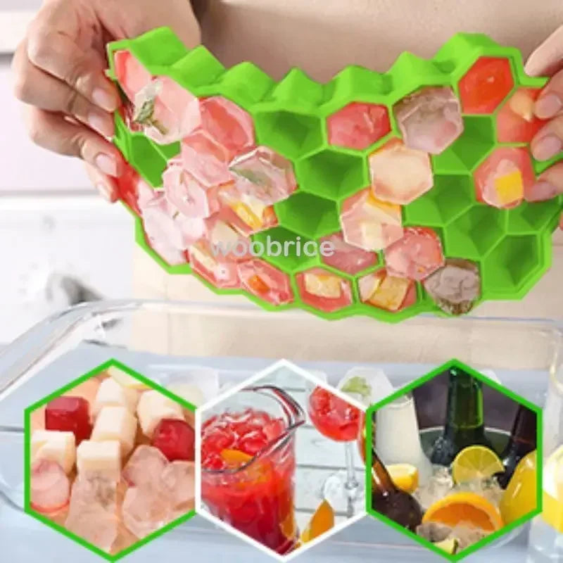 1/2/4PCS Cavity Honeycomb Ice Cube Trays Reusable Silicone Ice Cube Mold BPA Free Ice Maker with Removable Lids