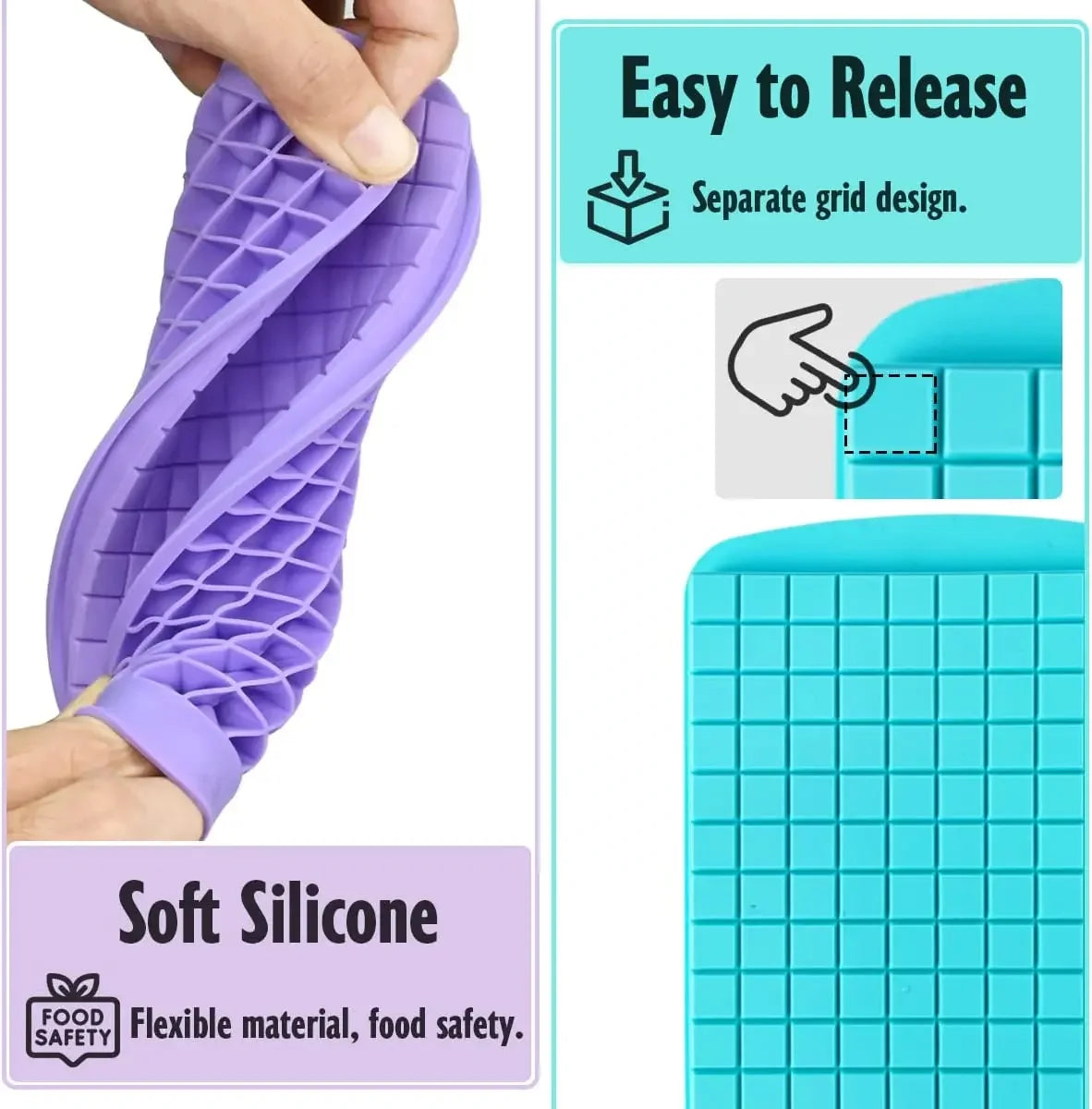 160 Grid Mini Silicone Ice Tray Ice Cubes Foldable Ice Mold Ice Breaker Ice Grid Tray Small Square Mold Ice Maker Silicone Mold